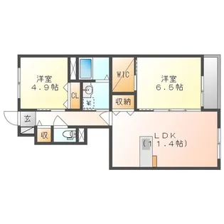 ラ・パルテール関 弐番館【1階】の間取り