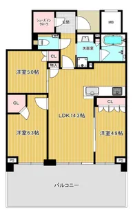 ライオンズタワー岡山千日前【20階】の間取り