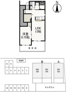 ラ・ベルデューラⅢ B【1階】の間取り