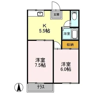 サンシャイン雄町 A棟【1階】の間取り