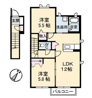 グレースメゾン湊 F棟【2階】の間取り