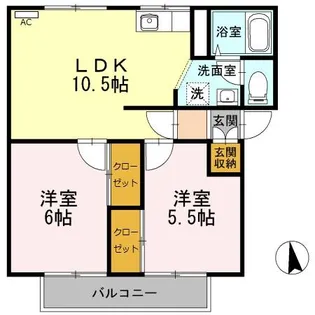 関ニューバリヤ A棟【2階】の間取り