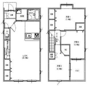 岡山県岡山市中区平井【一戸建】の間取り