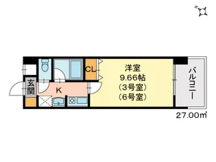 コーポラス伊福【6階】の間取り