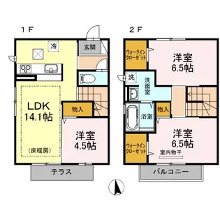 岡山県岡山市中区兼基【テラスハウス】の間取り