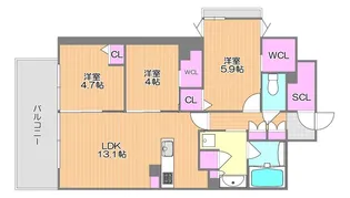 ポレスター岡山幸町【5階】の間取り