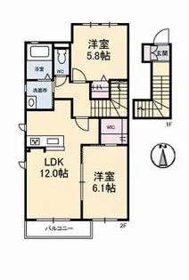 ハピネス浜【2階】の間取り