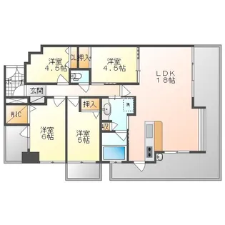 パラッシオ弓之町【13階】の間取り