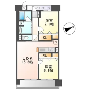 アルファステイツ大学病院通り【2階】の間取り