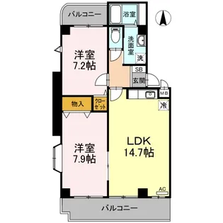 サンセリテItano A棟【2階】の間取り