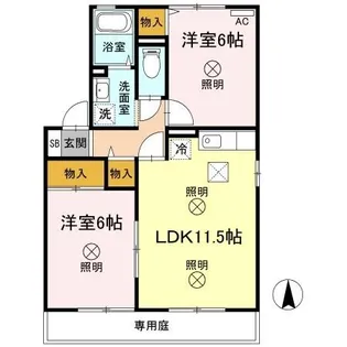 ヴィラアフェクション B棟【1階】の間取り