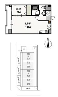 フォンティーヌ弓之町【2階】の間取り