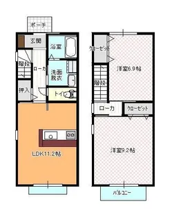 岡山県岡山市北区西之町【テラスハウス】の間取り