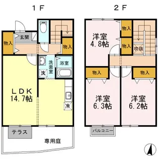 フレックス横井 B棟の間取り