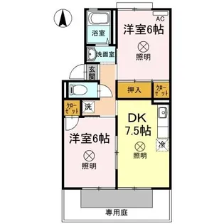 グレースハイツ C棟【1階】の間取り