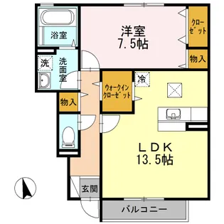 モダンコート鳴下 A棟【1階】の間取り