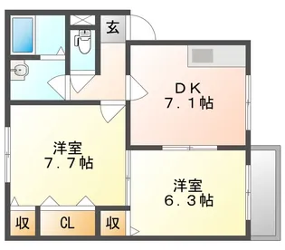 パティオ・ヴェルデ A棟【2階】の間取り