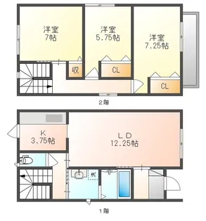 岡山県岡山市北区津島西坂2丁目【一戸建】の間取り