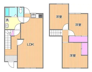 岡山県岡山市中区浜【テラスハウス】の間取り