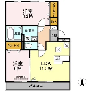 リバーパレス B棟【1階】の間取り