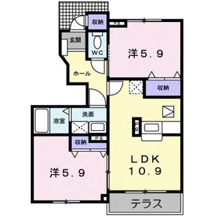 バーシア ライシャス【1階】の間取り