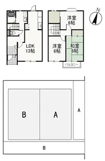 岡山県岡山市南区妹尾【テラスハウス】の間取り