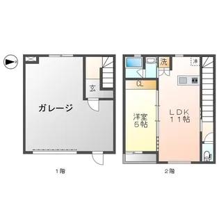 岡山県岡山市北区下中野【テラスハウス】の間取り