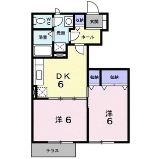 サンブライトB棟【1階】の間取り