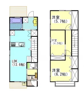 岡山県岡山市南区新保【テラスハウス】の間取り