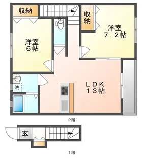 プティシュシュ福富【2階】の間取り