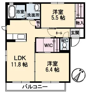 グレースメゾン湊 G棟【2階】の間取り