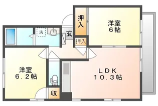 フォブールはまなすⅠ・Ⅱ・Ⅲ 【2階】の間取り