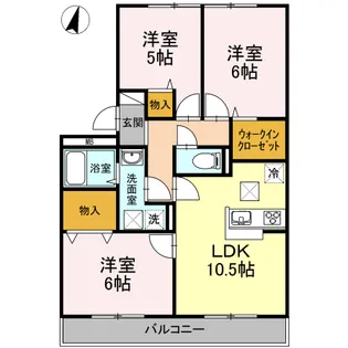 ハイカムールウエストリバー A棟【1階】の間取り