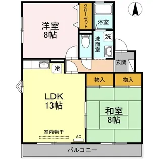 コートヴィレッジ若沼 A棟【2階】の間取り