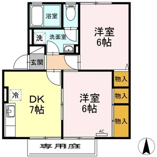 ビューラー福泊 B棟【1階】の間取り