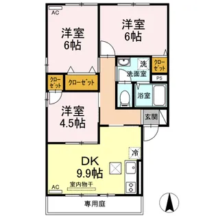 アミスターY・2・S B棟【1階】の間取り