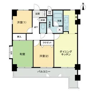 ライオンズマンション岡山医大東第2【9階】の間取り