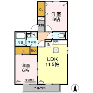 アムール A棟【2階】の間取り