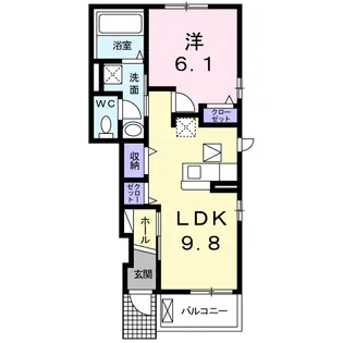 ハマナスA棟【1階】の間取り