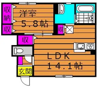 エルメゾン尾上【102号室号室】の間取り