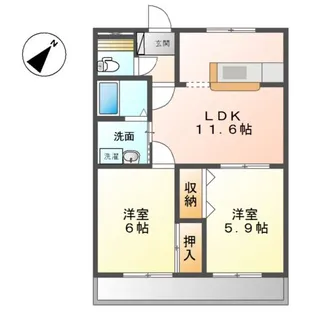 グレイス・サンハイム松本【1階】の間取り