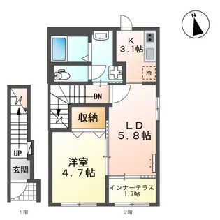 ジニアス瀬戸【2階】の間取り