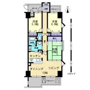 サーパス西古松Ⅱ【12階】の間取り
