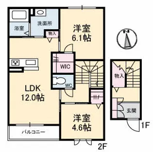 シャーメゾン ノア A棟【2階】の間取り