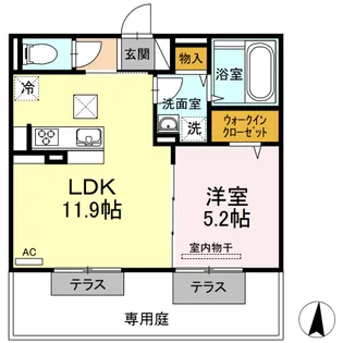 フローレス平田【1階】の間取り