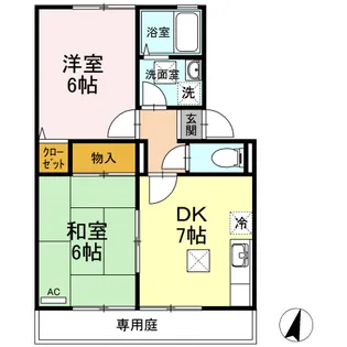 エーデルワイス津高【1階】の間取り