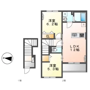 アンソレイエ【2階】の間取り