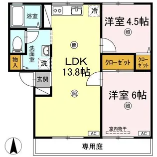 ミル・フルール C棟【1階】の間取り