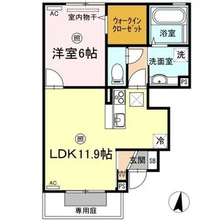 エルヴィリア野田【1階】の間取り