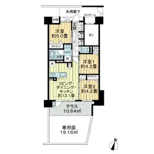 プレサンスロジェ岡山番町【1階】の間取り